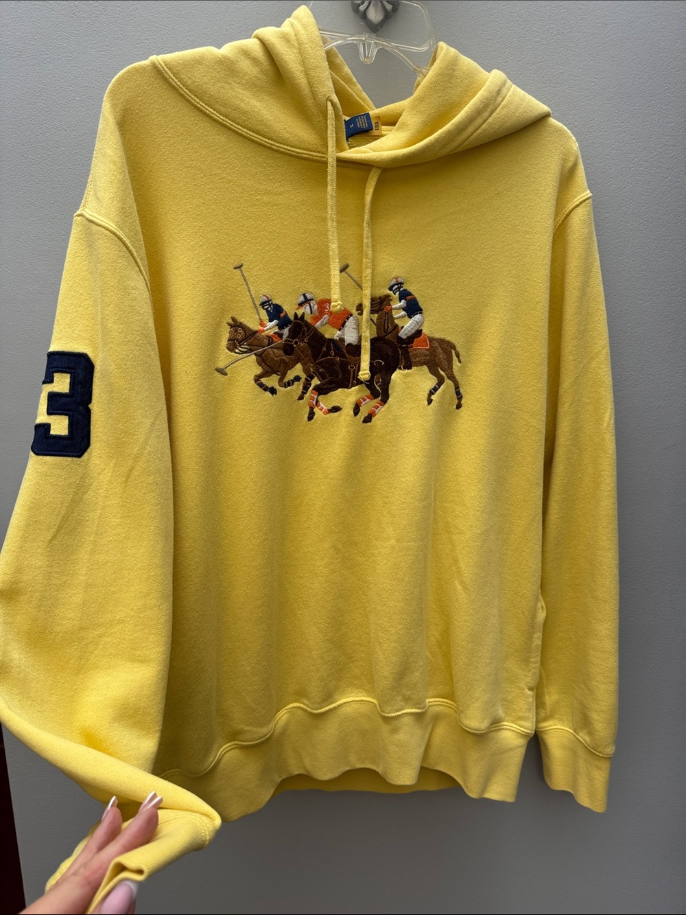 Ralph Lauren/Polo Yellow Pullover Hoodie with Embroidered Polo Players